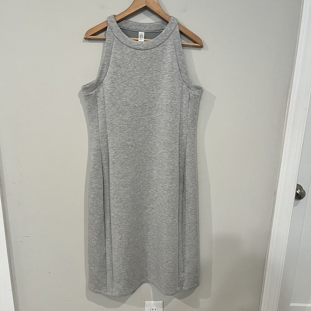 SPANX AirEssentials Gray Sleeveless Sheath Dress Crew Neck Knee Length Knit L